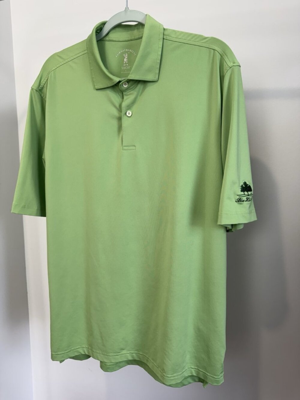 Fairway & Greene Golf Polo Men's Large Green Blue Hill CC Solid - Picture 2 of 11